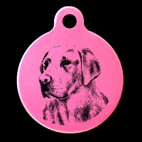 Golden Labrador Engraved 31mm Large Round Pet Dog ID Tag